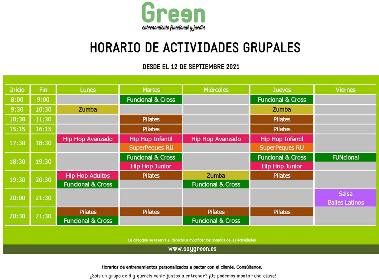 Horario Septiembre 2021