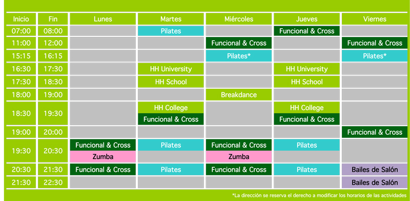 Horario Septiembre