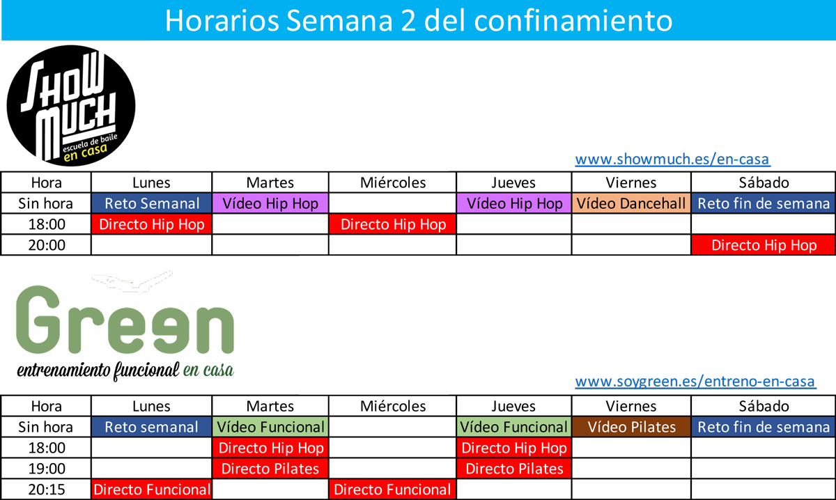 Horario virtual semana 2