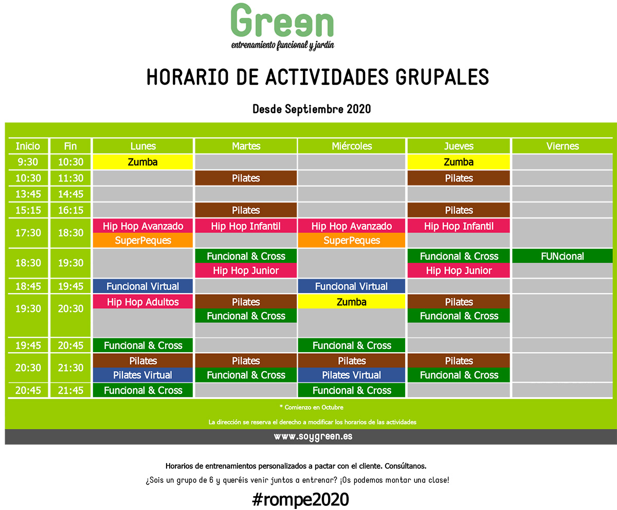 Horario Septiembre 2020